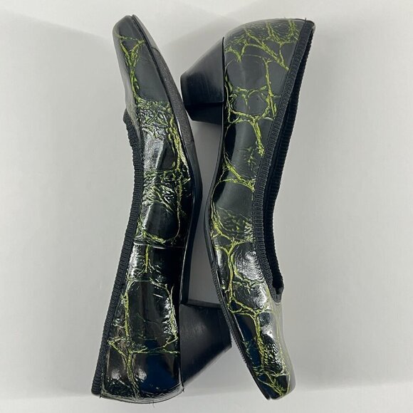 J.Renee Cassie Black Green Croc Embossed Square Toe Pump Heels Sz 7.5 - Picture 7 of 13